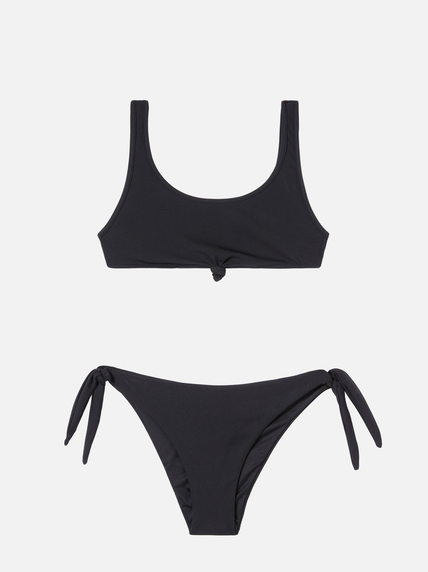Bikini bralette Petra Yali a costine nere con nodo frontale