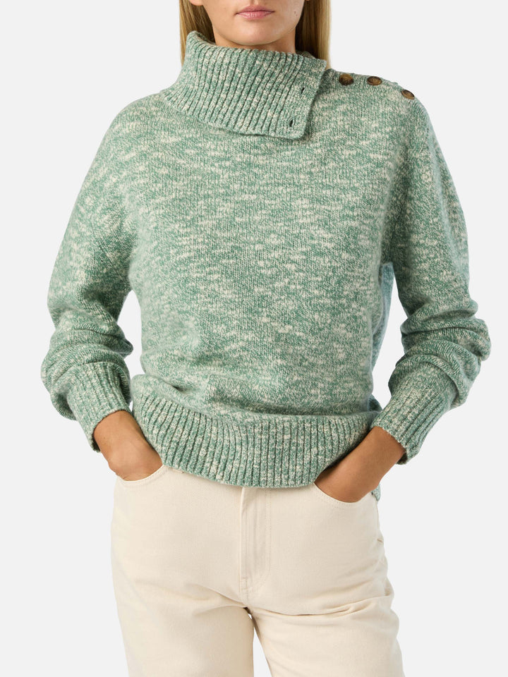 Jersey de lana de cuello alto Sage Philomene con bordado del logotipo 