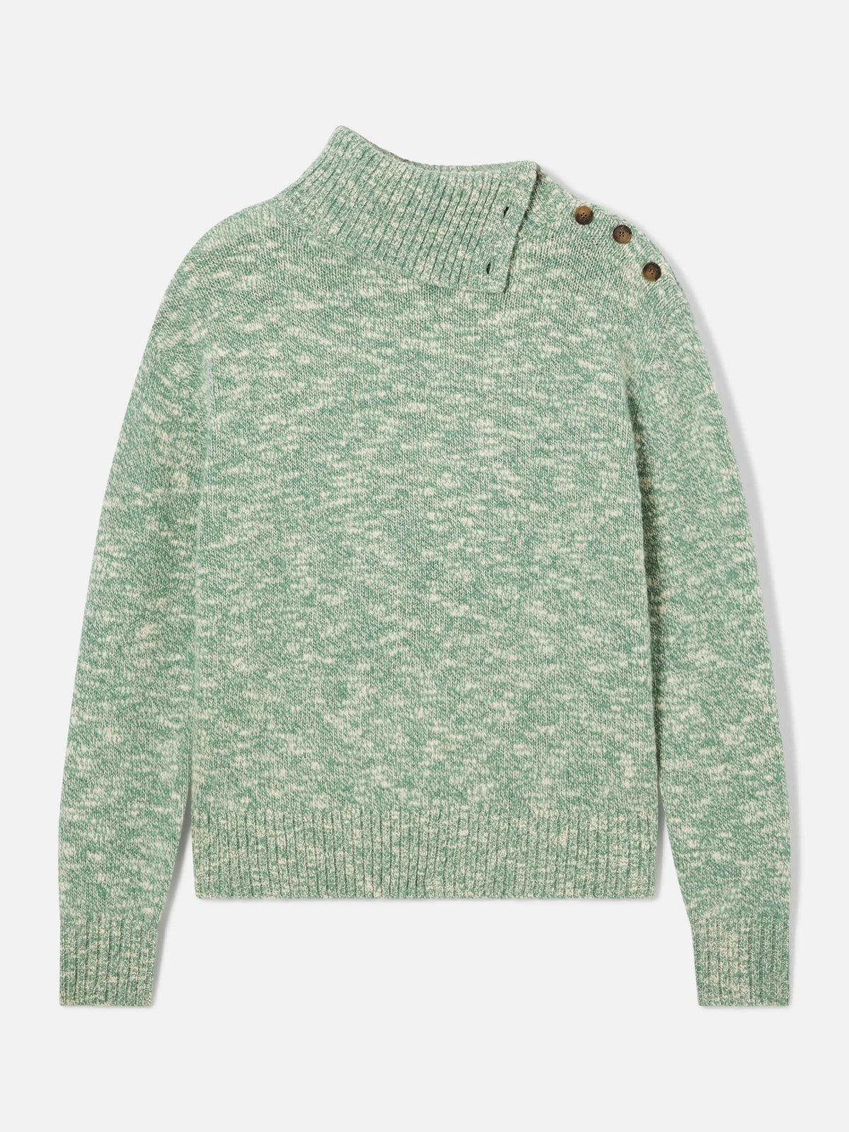 Sage Philomene turtleneck wool knit with logo embroidery
