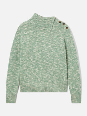 Sage Philomene turtleneck wool knit with logo embroidery