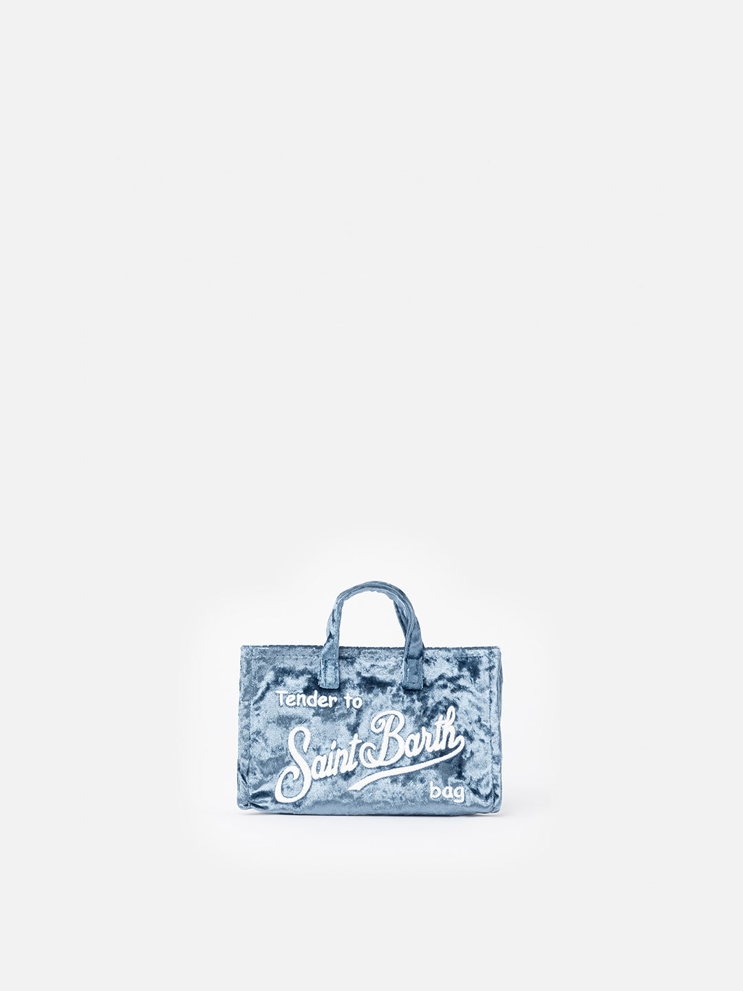 Light blue chenille Phone Bag with Saint Barth logo embroidery - MC2 Saint Barth