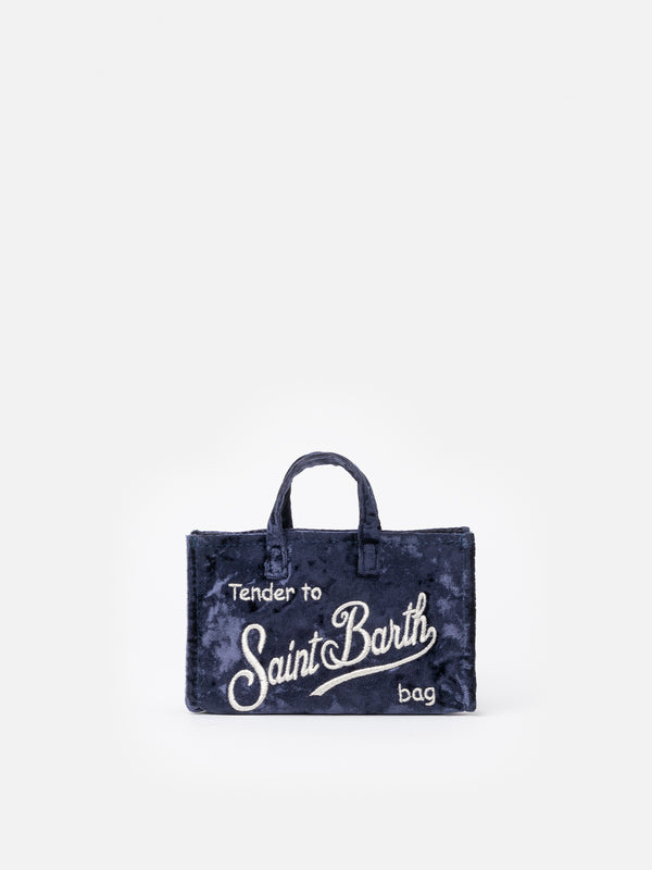 Borsa per telefono in ciniglia blu navy con ricamo del logo Saint Barth