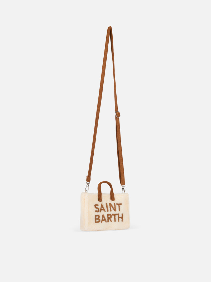 Borsa per telefono in tessuto teddy bianco con ricamo del logo Saint Barth