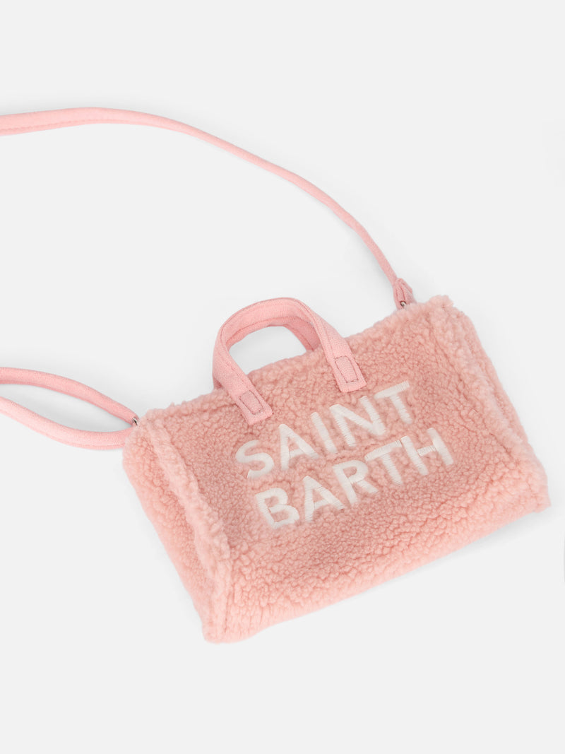 Borsa per telefono in tessuto teddy rosa con ricamo del logo Saint Barth