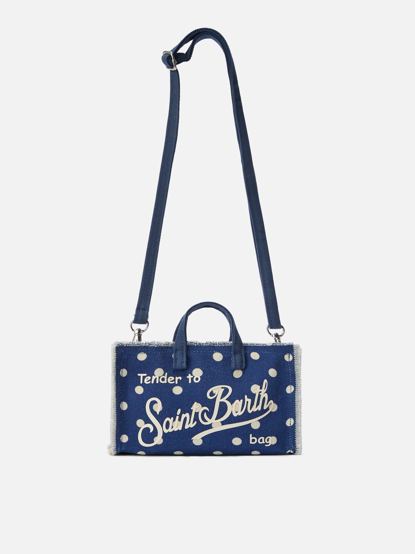 Sac en toile Micro Phone bleu à pois avec logo contrasté 