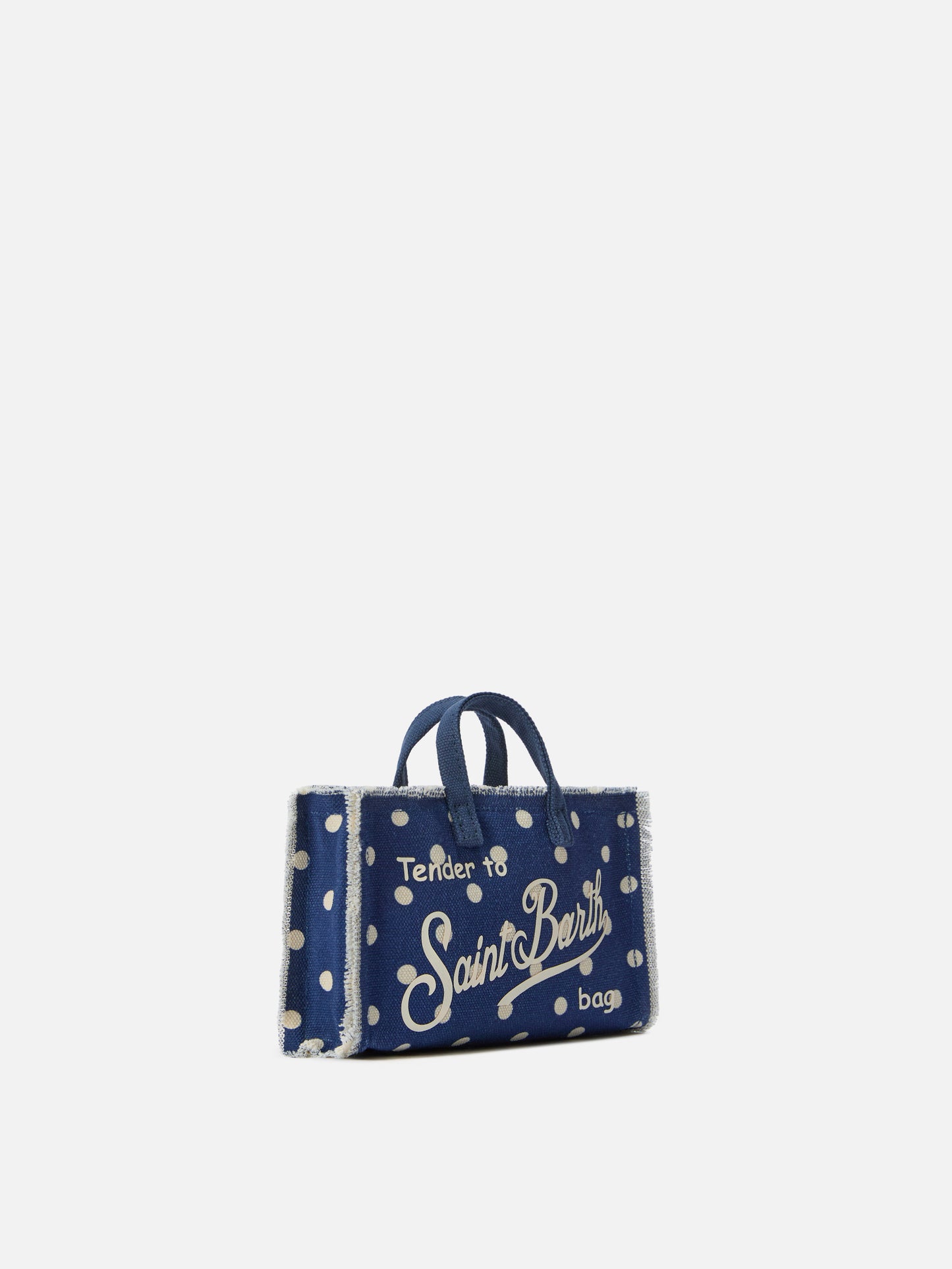 Sac en toile Micro Phone bleu à pois avec logo contrasté 