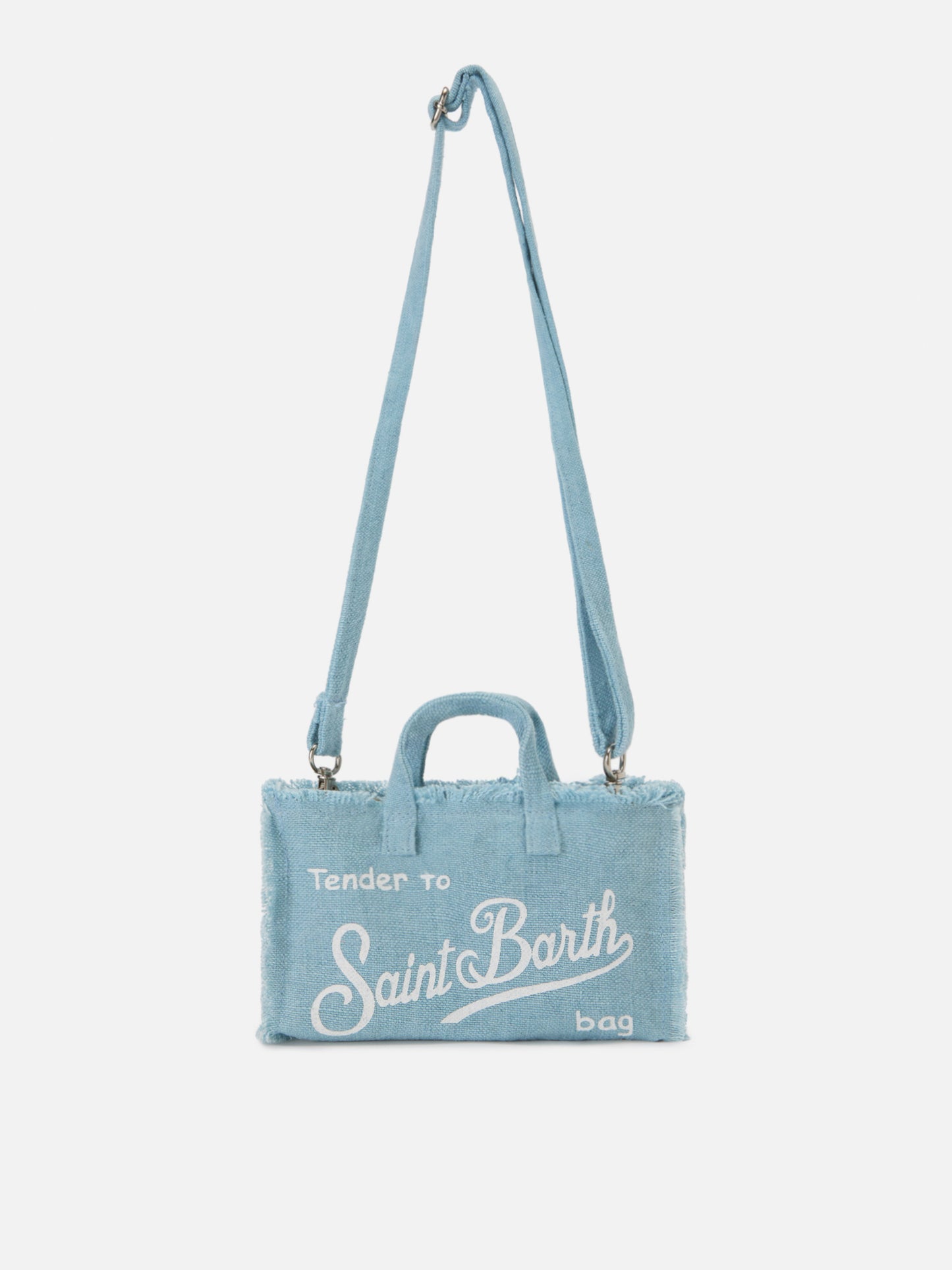 micro Phone solid light blue linen bag with contrasting logo