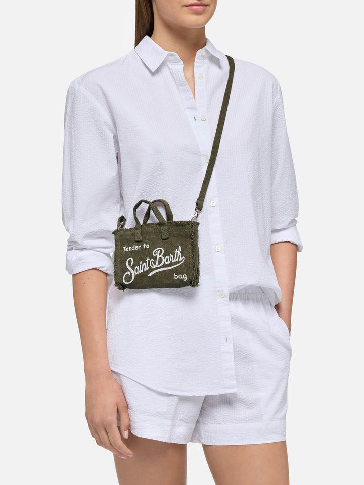 Military green linen Phone Bag
