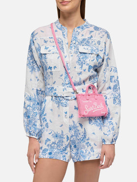 Pink linen Phone Bag