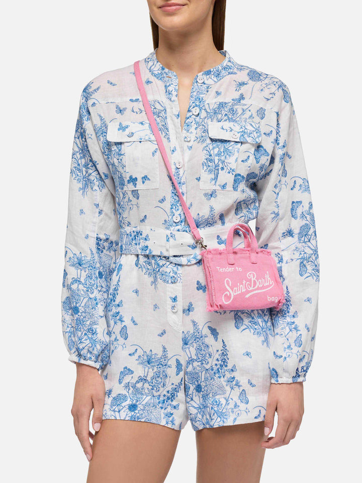 Pink linen Phone Bag