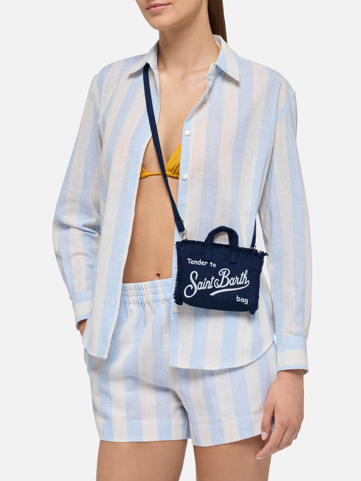 Navy blue linen Phone Bag