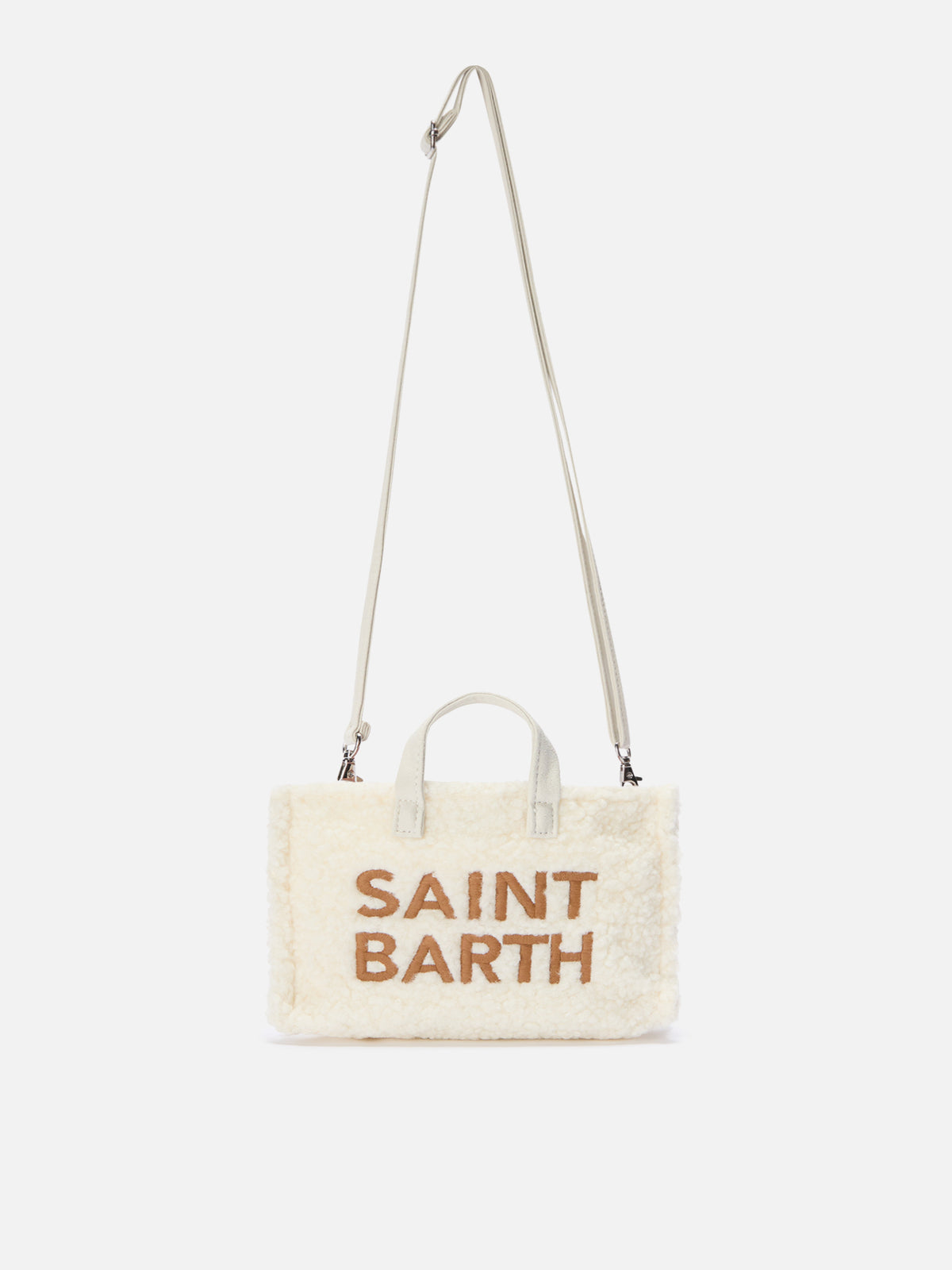 Off white Handy-Tasche aus Teddy-Stoff mit Logo-Stickerei 