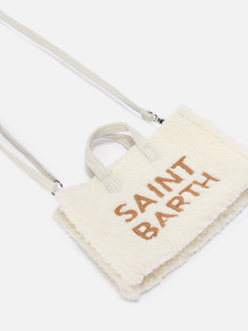 Off white Handy-Tasche aus Teddy-Stoff mit Logo-Stickerei 