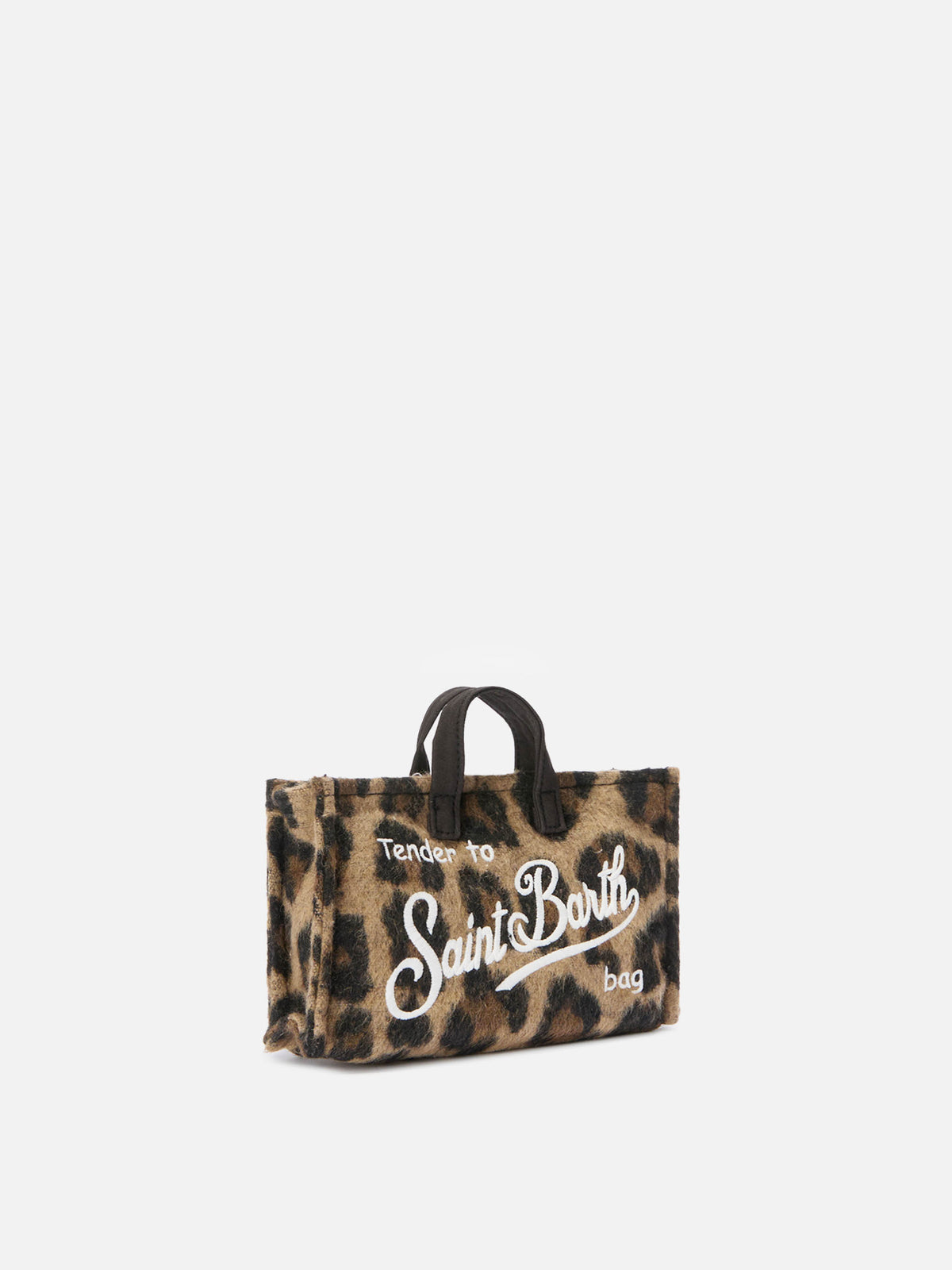 Phone Bag in feltro con stampa leopardata