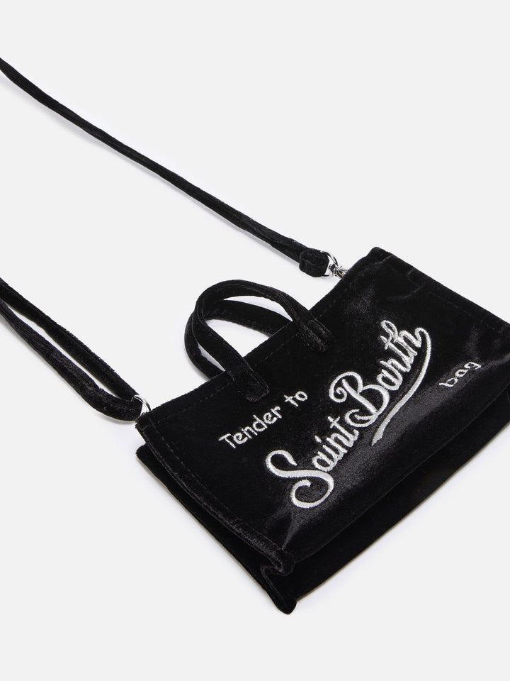 Mini borsa porta telefono Phone Bag Velvet in velluto nero