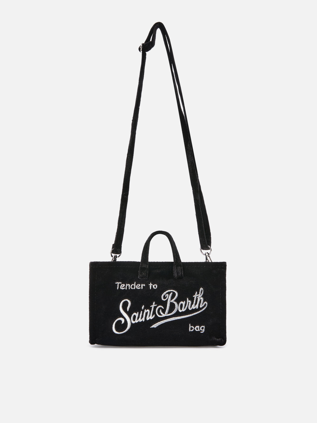 Pochette téléphone noire en velours avec logo brodé 