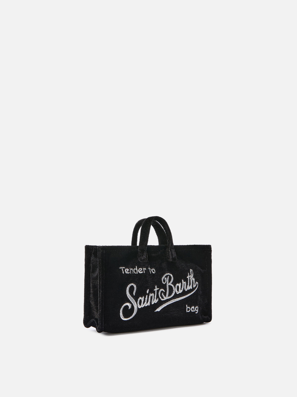 Pochette téléphone noire en velours avec logo brodé 
