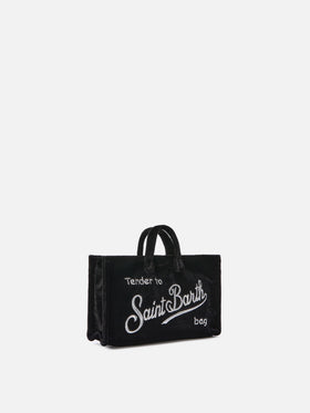 Pochette téléphone noire en velours avec logo brodé 