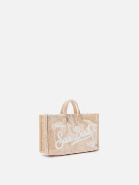 Mini borsa porta telefono Phone Bag Velvet in velluto beige