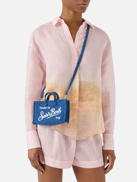 Sac Micro Phone en denim avec logo contrastant 