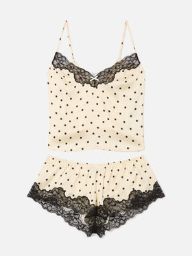 Off white Pilar top and shorts set with polka dots and lace