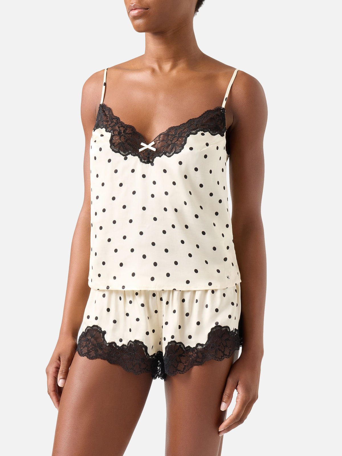Off white Pilar top and shorts set with polka dots and lace