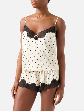 Off white Pilar top and shorts set with polka dots and lace