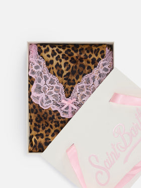 Pilar top and shorts set with leopard print and lace