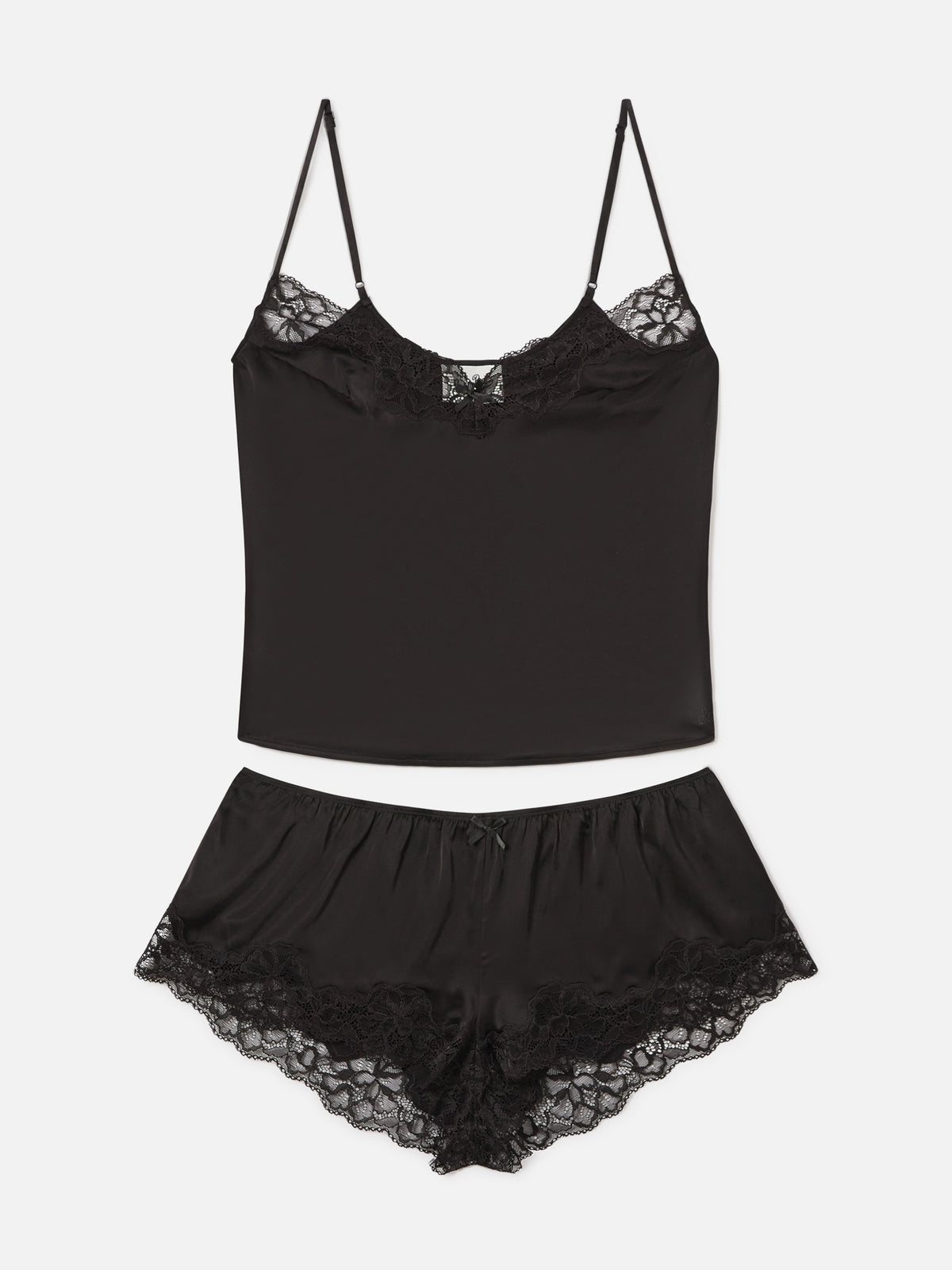 Set Pilar top e shorts nero con pizzo