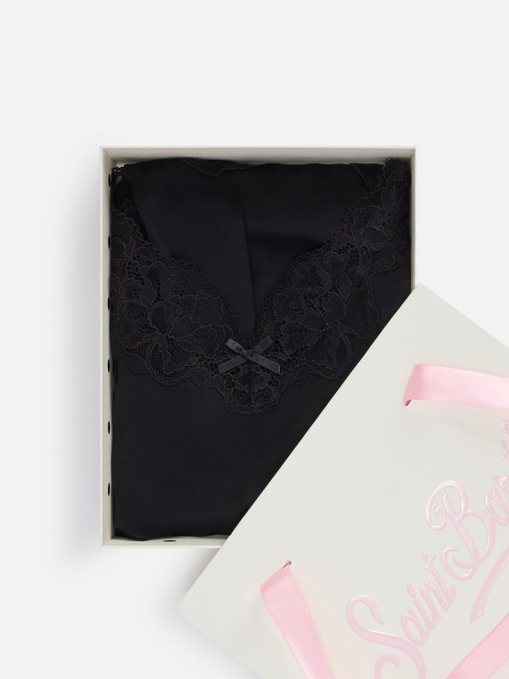 Black Pilar top and shorts set with lace