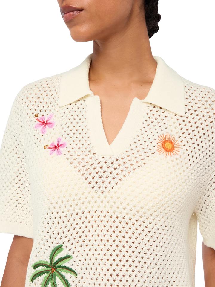 Pixie embroidered knit polo
