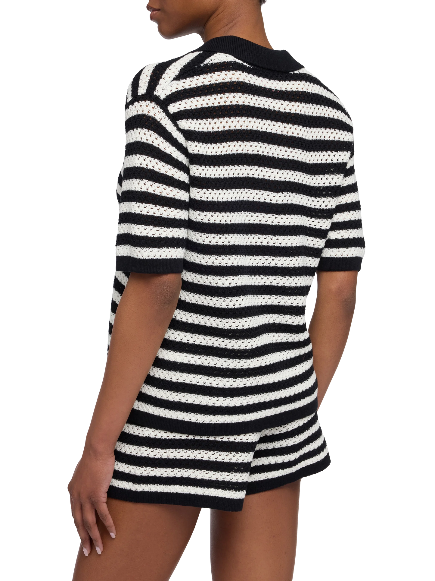 Pixie – Schwarzes Strickpolo mit Streifen