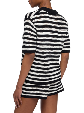 Pixie – Schwarzes Strickpolo mit Streifen