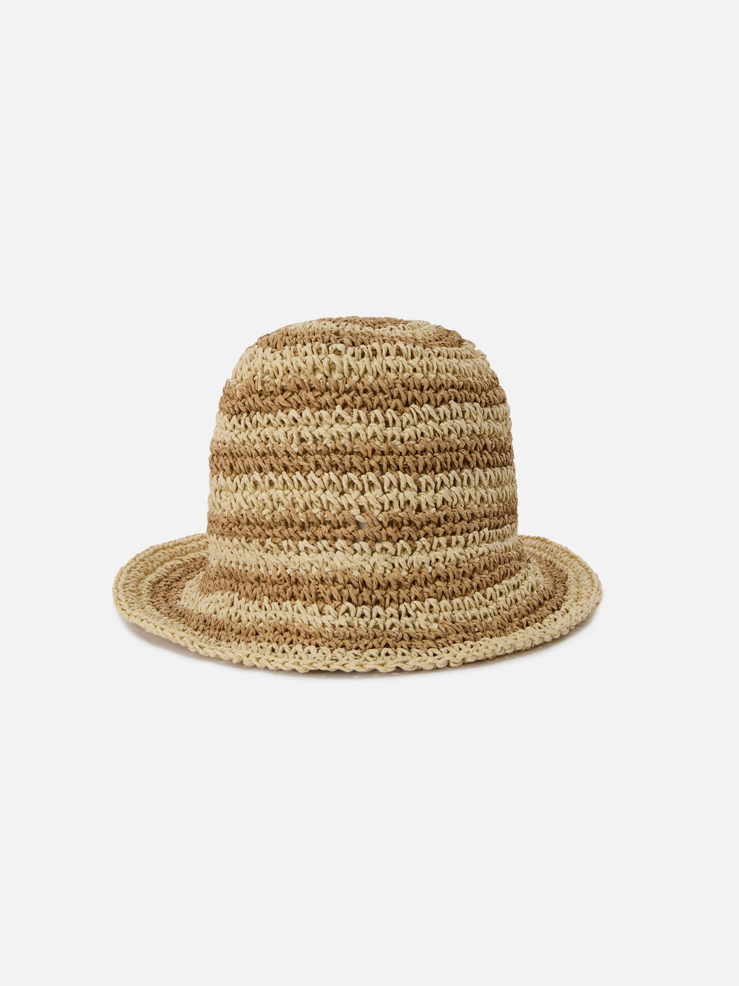 Cappellino Polly bucket hat a righe beige e bianche con logo ricamato