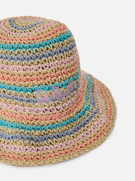Polly bucket hat with multicolor stripes and embroidered logo