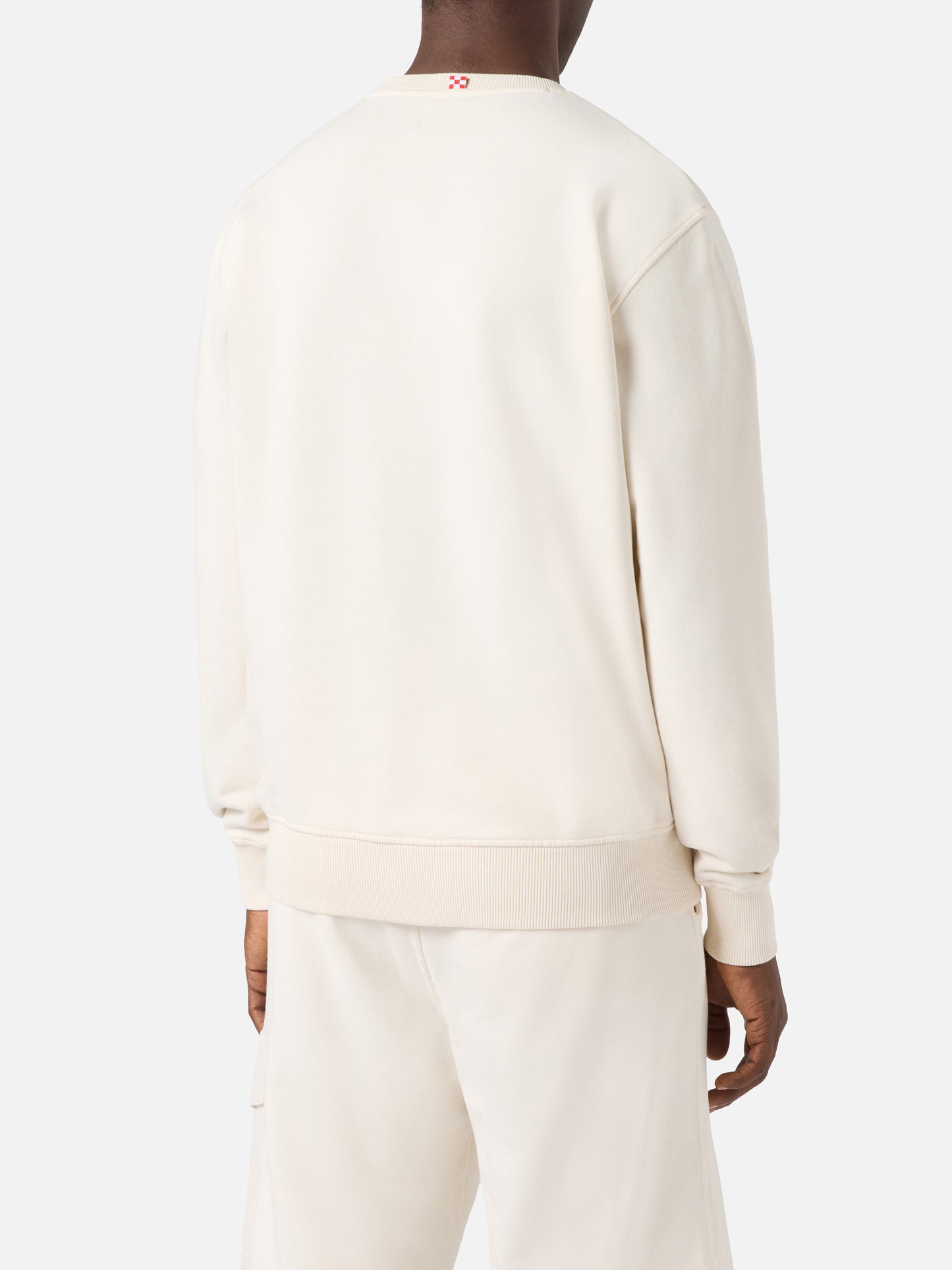 Felpa Ponza in cotone crema con logo Sport Club effetto spugna