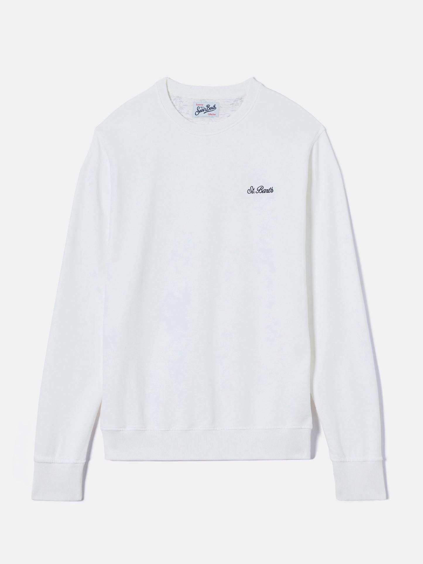 White Ponza sweatshirt with contrasting St. Barth embroidery