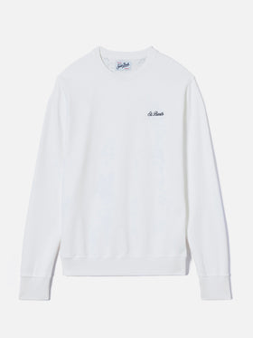 White Ponza sweatshirt with contrasting St. Barth embroidery