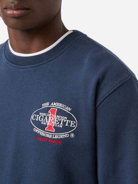 Navy blue Ponza crewneck sweatshirt with Cigarette print | Special Edition
