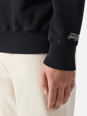 Felpa Ponza nera con ricamo Busy From Day To Night