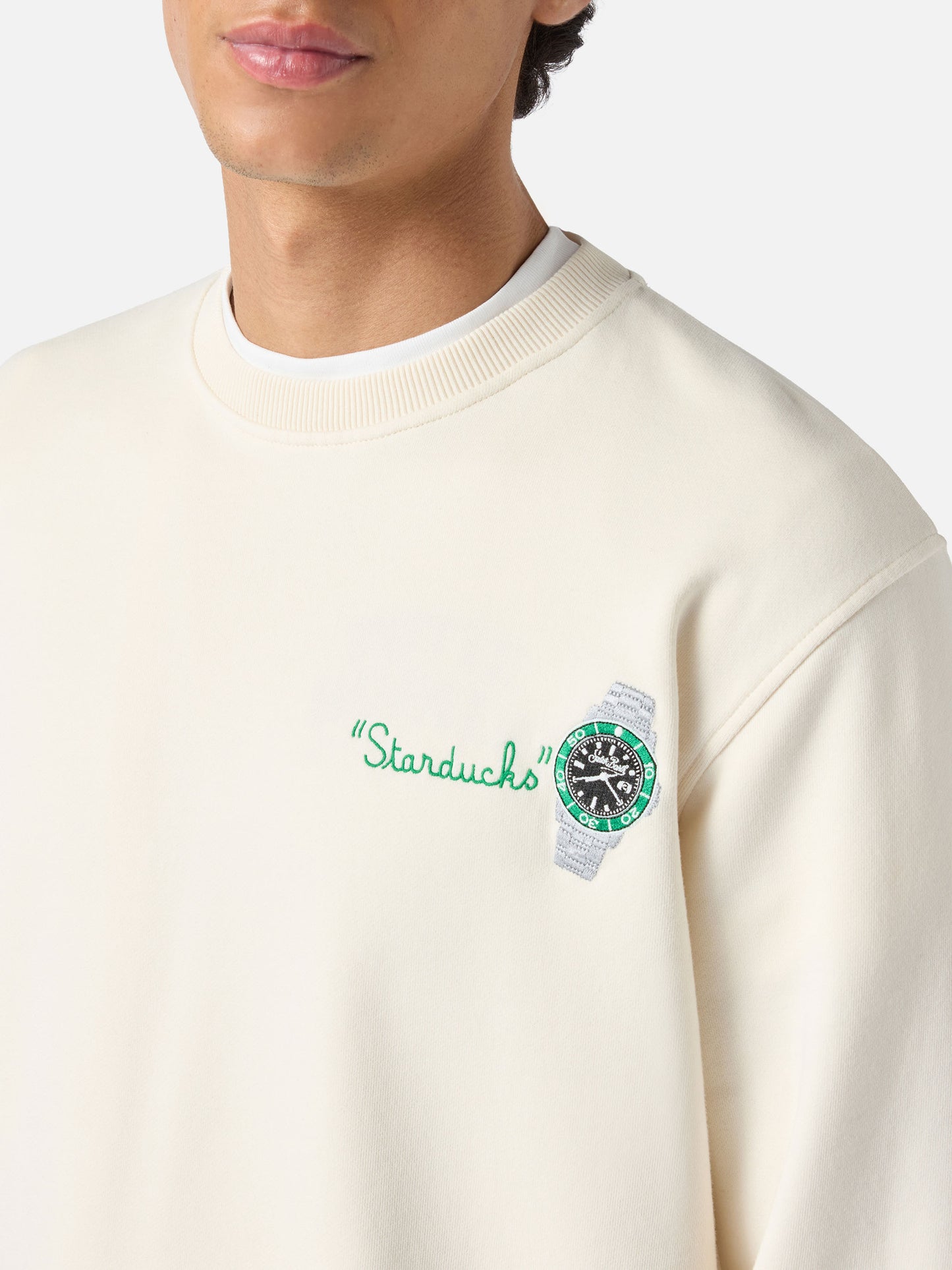 Cream Ponza sweatshirt with Starducks embroidery