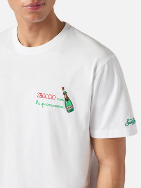 White Portofino T-shirt with Sboccio Con La Primavera embroidery