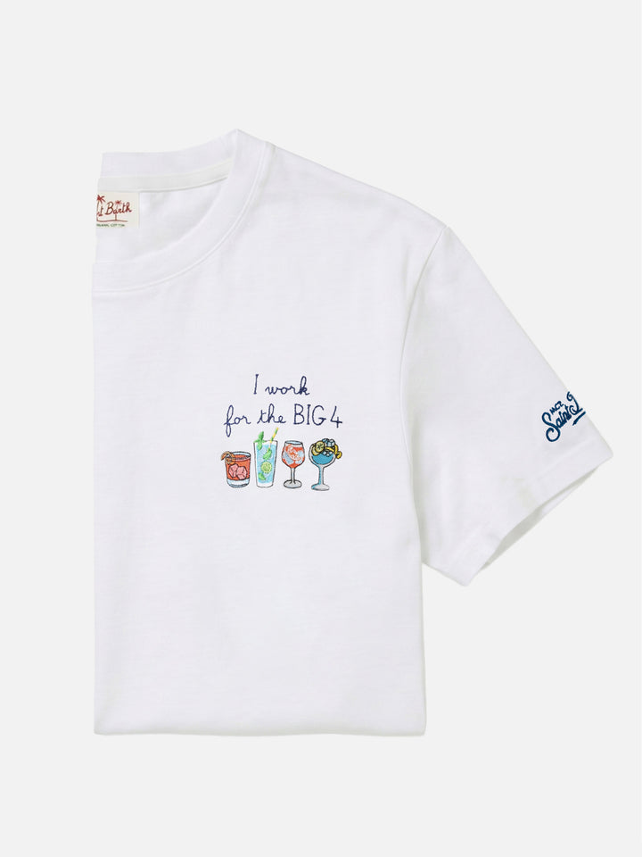 Camiseta Portofino blanca con bordado I Work For The Big 4 