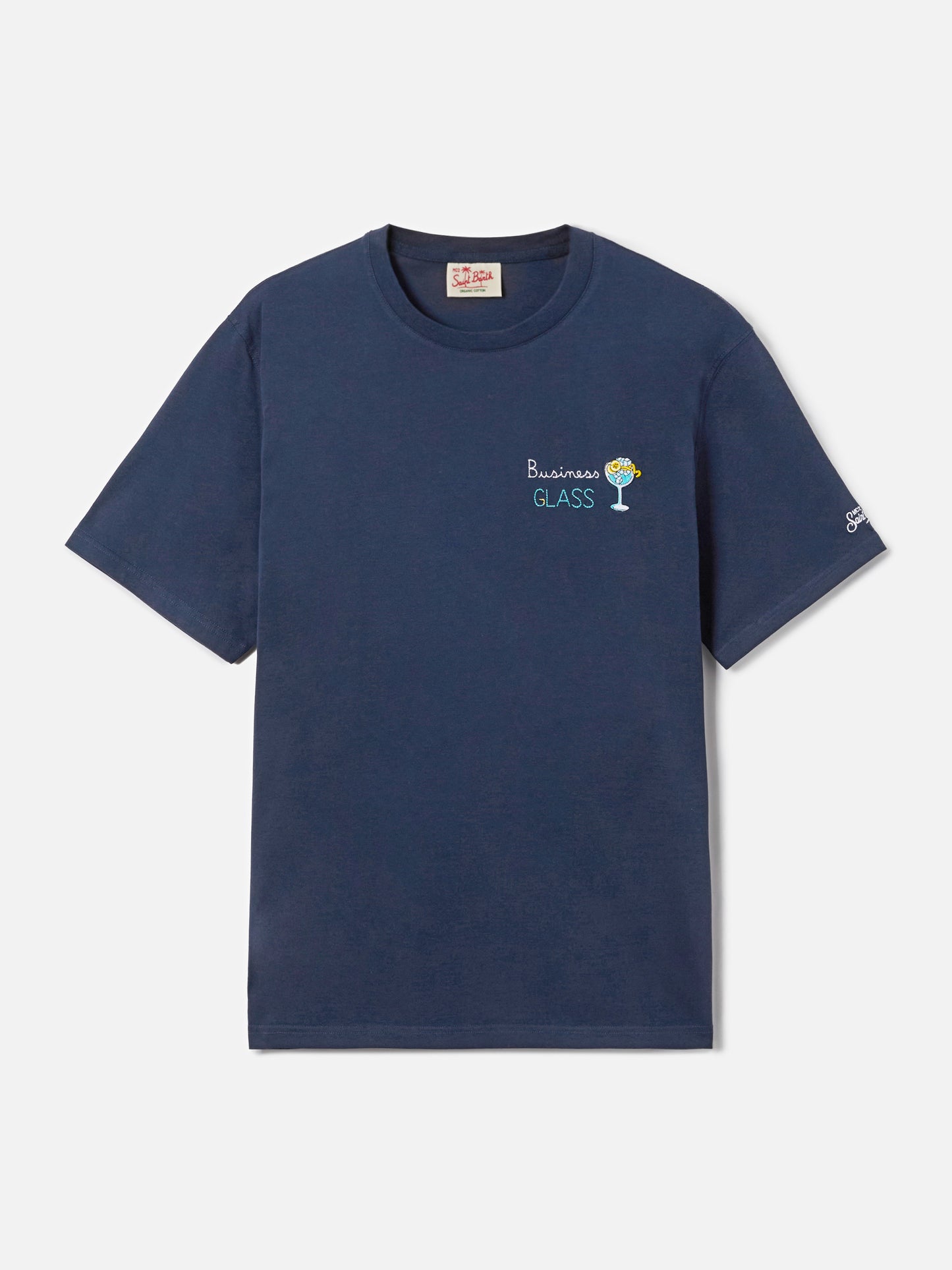 Blue Portofino T-shirt with Business Glass embroidery