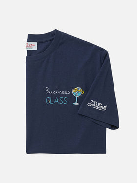 T-shirt Portofino blu con ricamo Business Glass