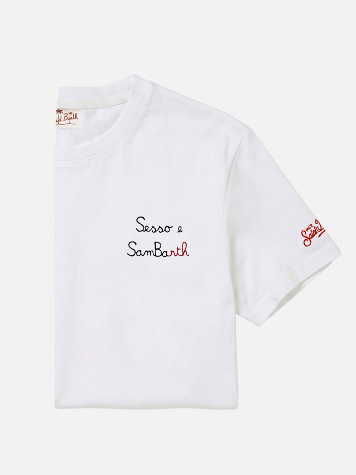 Camiseta de jersey de algodón de corte clásico Portofino con bordado Sesso e Sambarth 