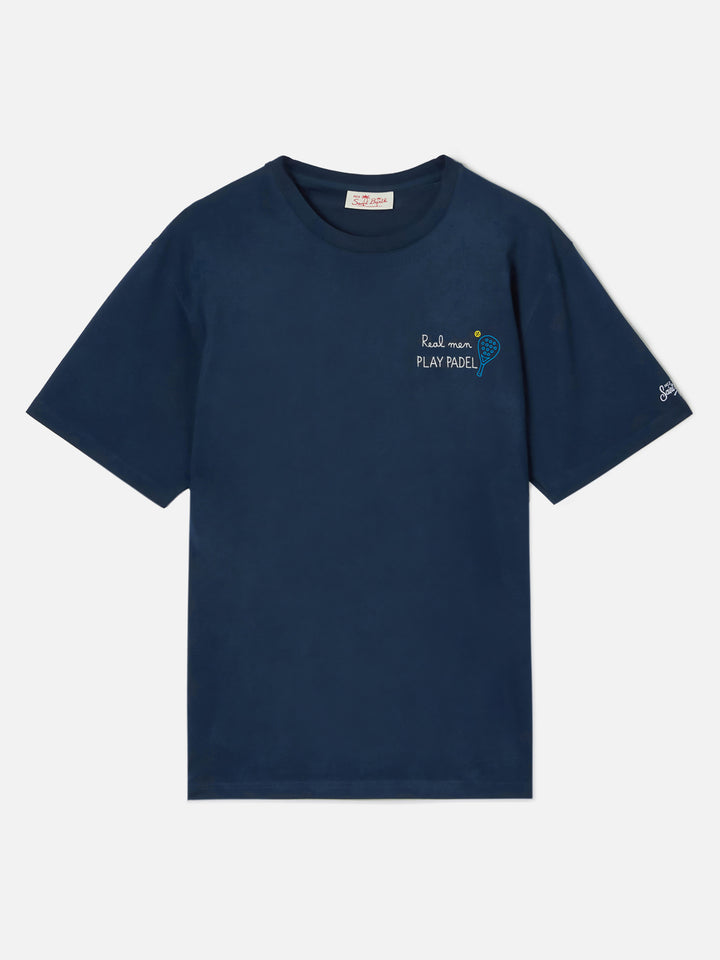 T-shirt Portofino blu con ricamo Real Men Play Padel