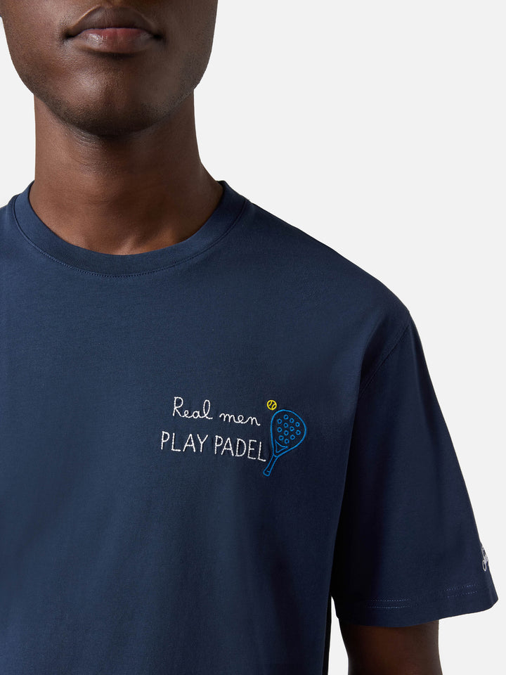 T-shirt Portofino blu con ricamo Real Men Play Padel