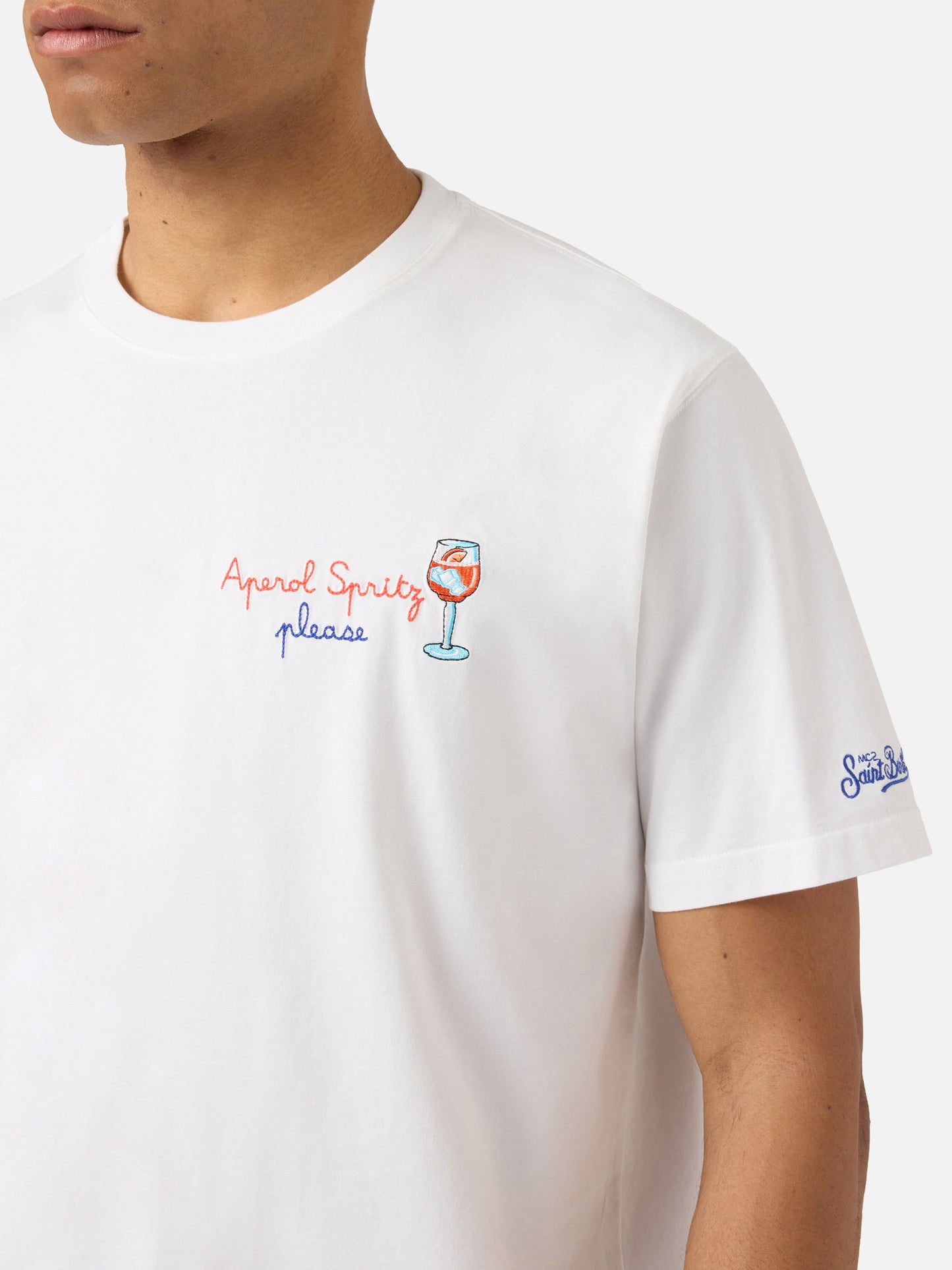 T-shirt Portofino bianca con ricamo Aperol Spritz Please | Special Edition