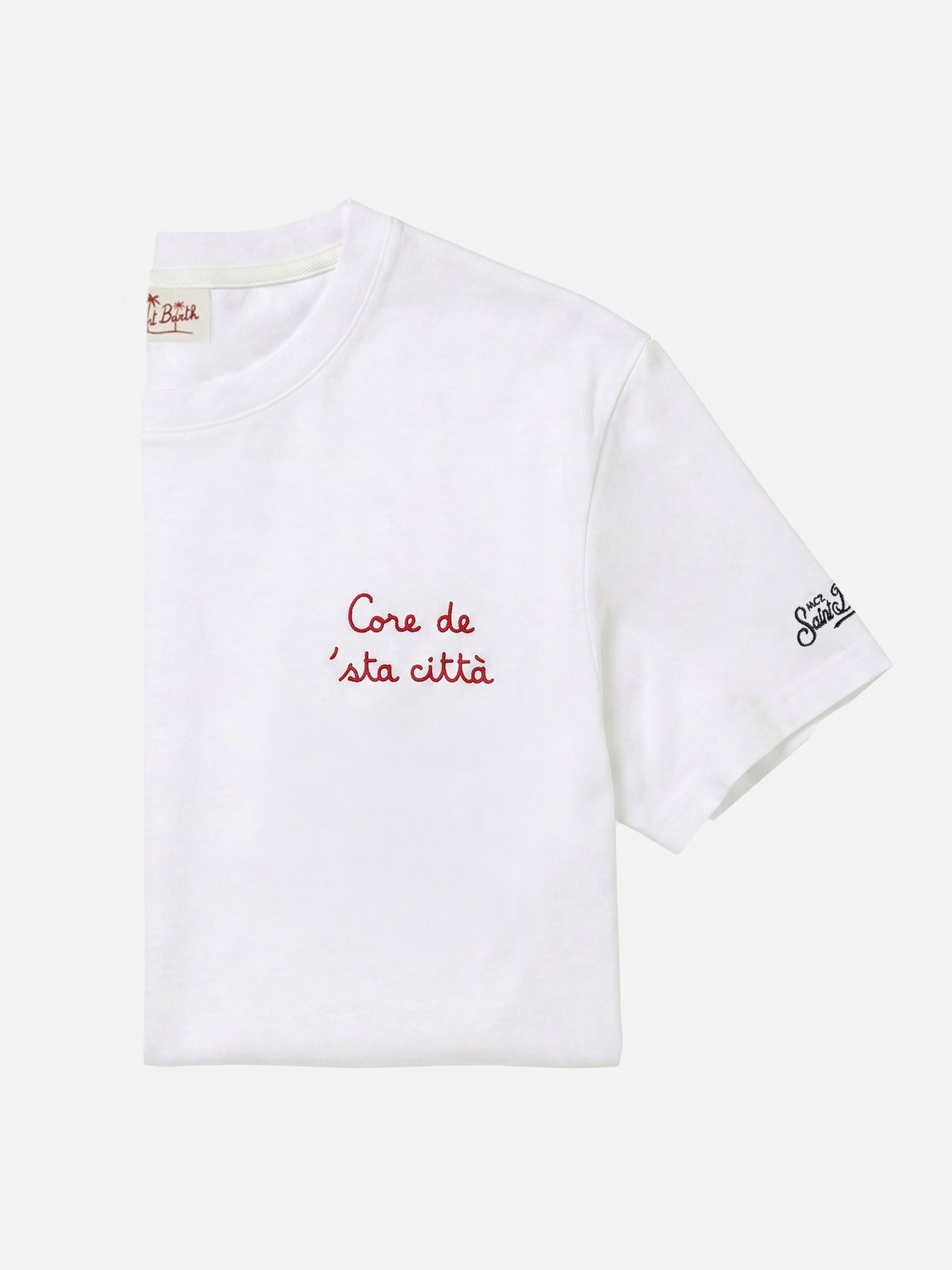Classic fit cotton jersey t-shirt Portofino with Core de 'sta città embroidery | AS ROMA SPECIAL EDITION